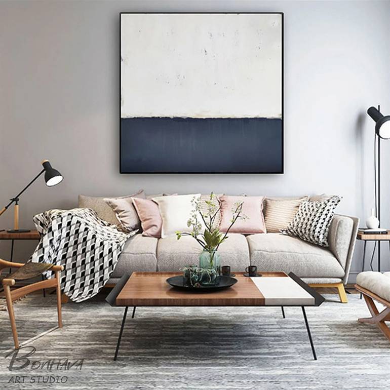 White Handmade Contemporary Living Abstract Canvas Artwork 354RH